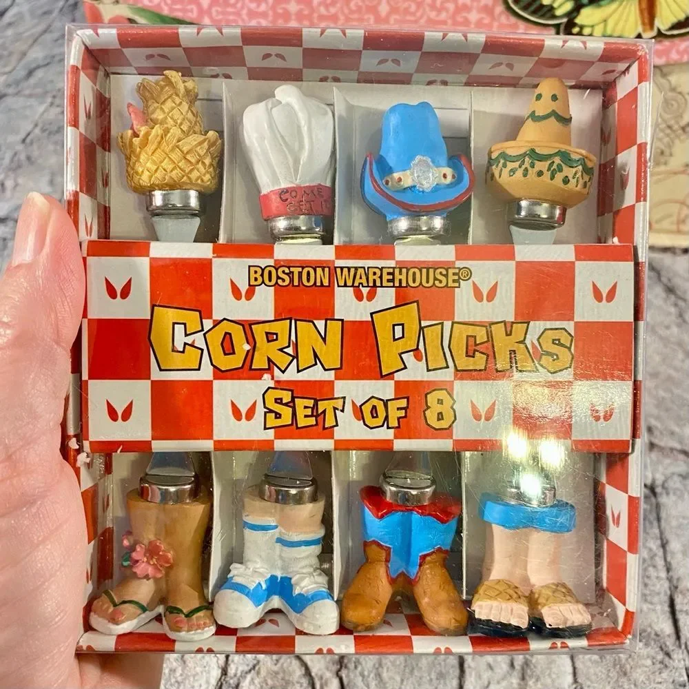 Boston Warehouse NWT Corn Picks Set of 8 Novelty BBQ FOLK Appetizer Spears